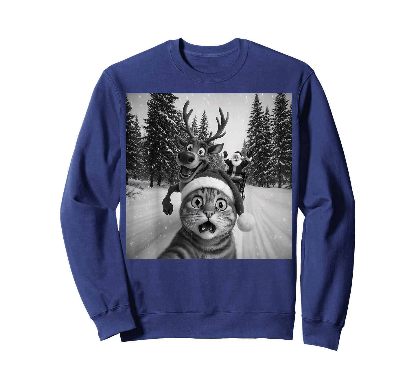 Funny Reindeer Selfie Christmas Cat Lover Funny Cat Selfie T-Shirt