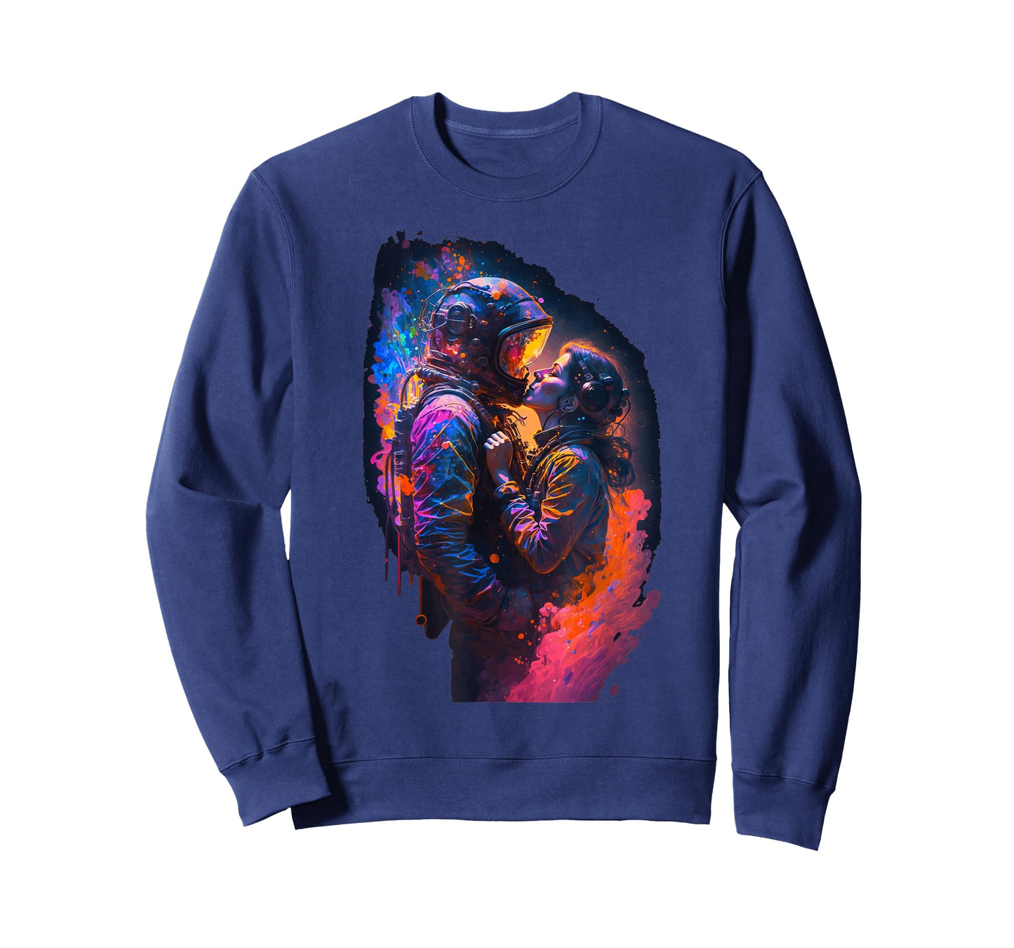 Astronaut Love Couple Kiss Outer Space | Colorful Astronaut T-Shirt