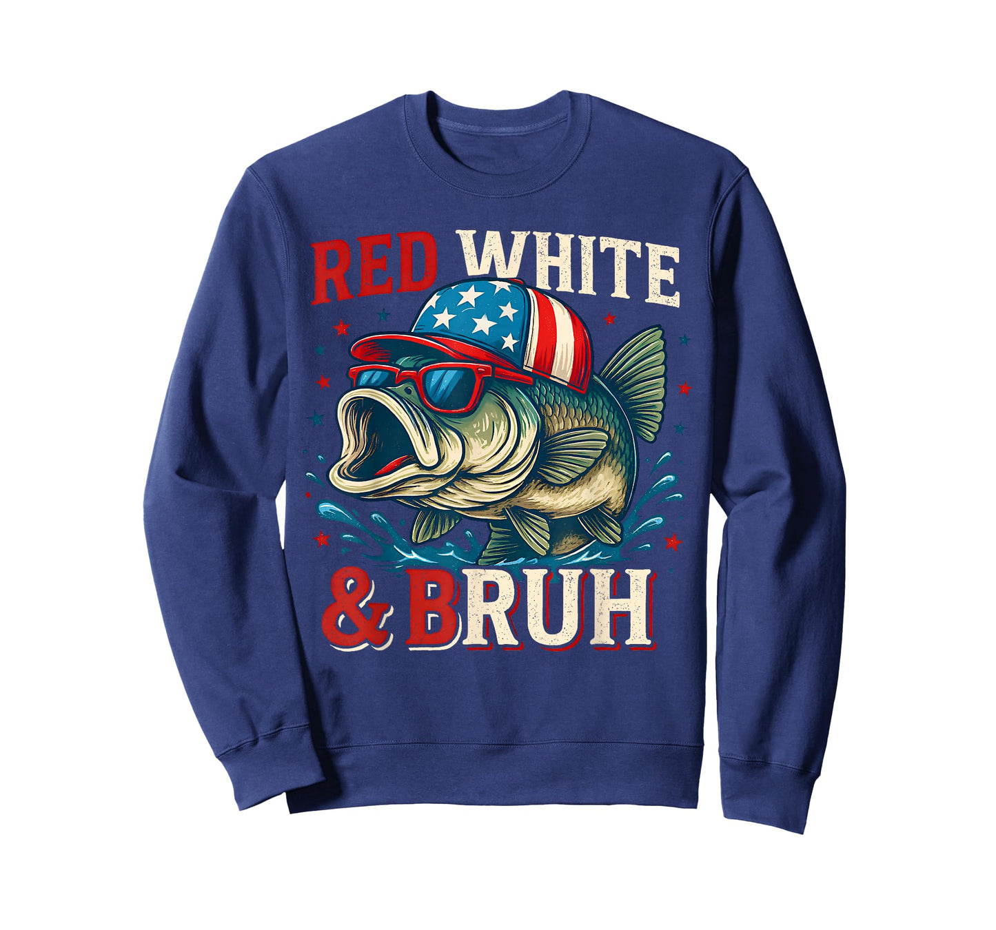 Patriotic Red White & Bruh America Fish Fishing 4th of July T-Shirt