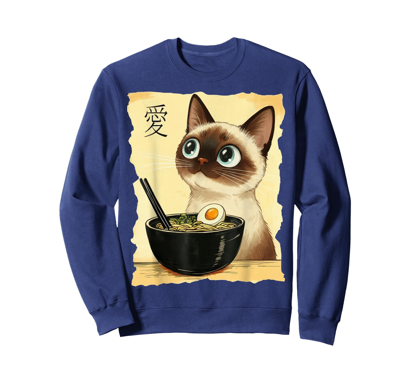 Funny Siamese Cat Eating Ramen Noodles Japanese Art Lovers T-Shirt