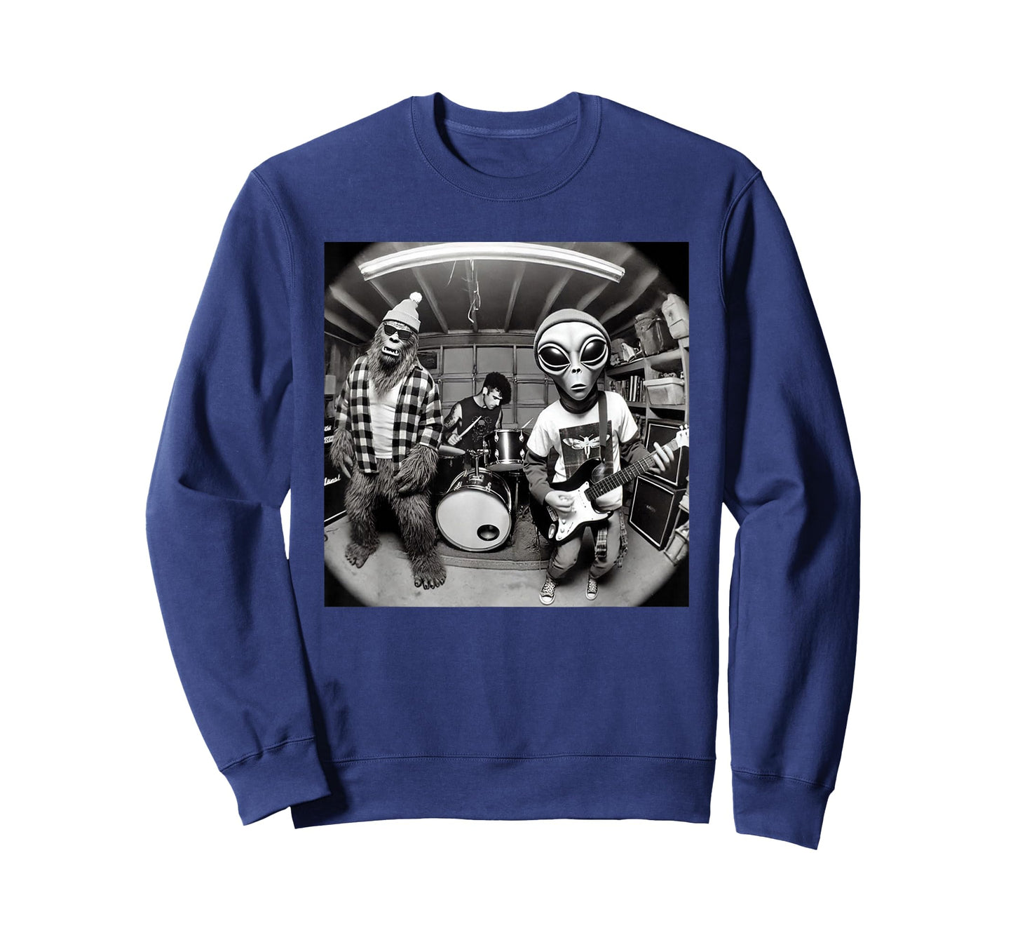 Garage Band Funny Bigfoot Alien 90s Grunge Rock Sasquatch T-Shirt