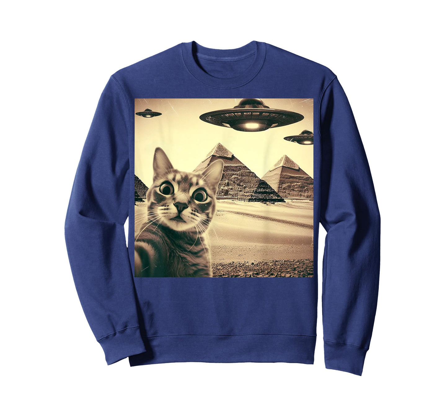 Cat Selfie With Alien UFO Funny Cat Gifts For Men Women Kid T-Shirt