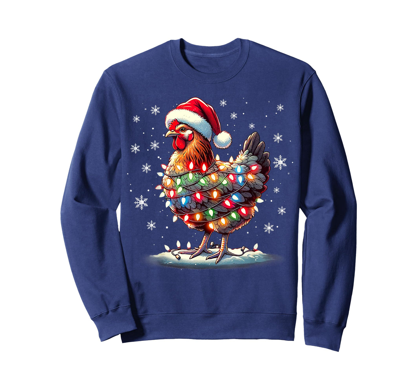 Chicken Santa Christmas Light Funny Xmas Chicken Pajamas T-Shirt