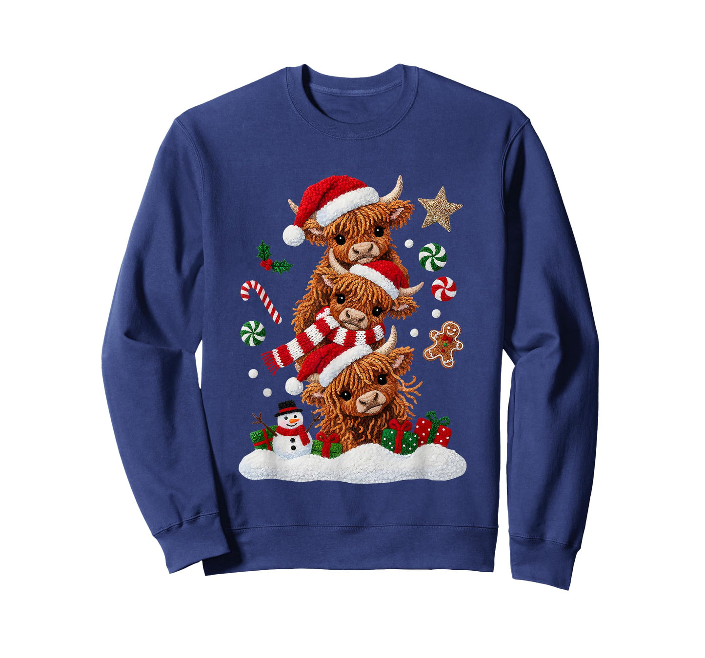 Cute Merry Christmas Highland Cow Christmas Santa Xmas T-Shirt