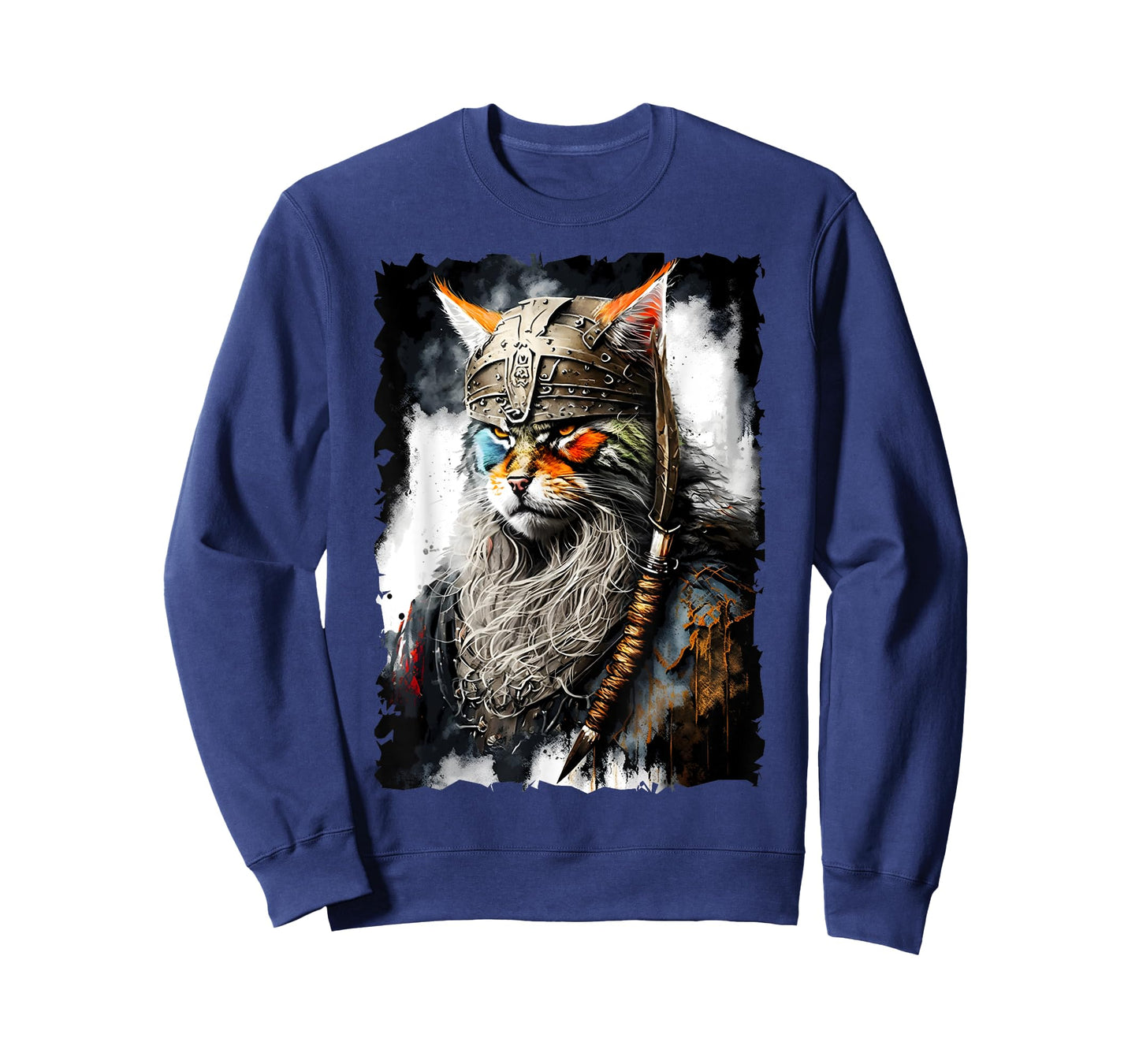 Viking Cat Norse Uniform Painting Portrait Cat Viking Men Women Kids T-Shirt