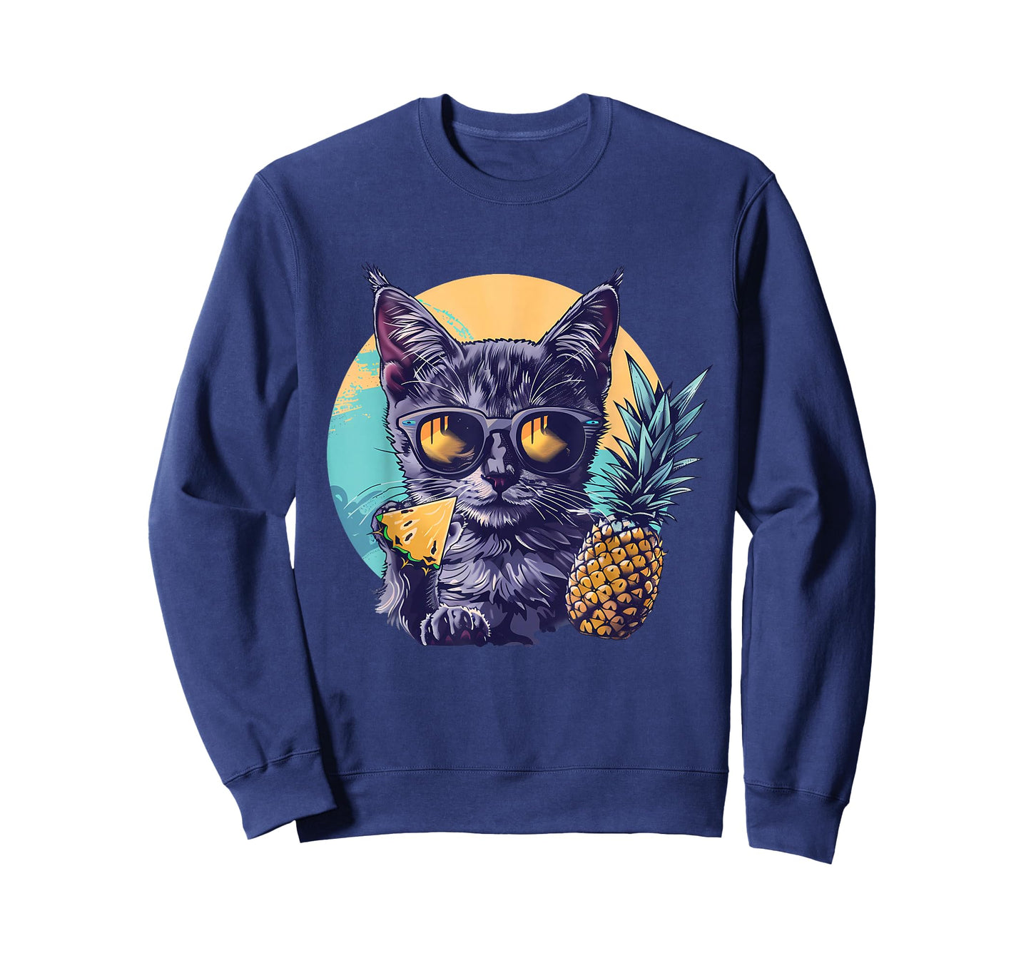 Pineapple Cat Portrait Animal Art Drawing Pineapples Lover T-Shirt