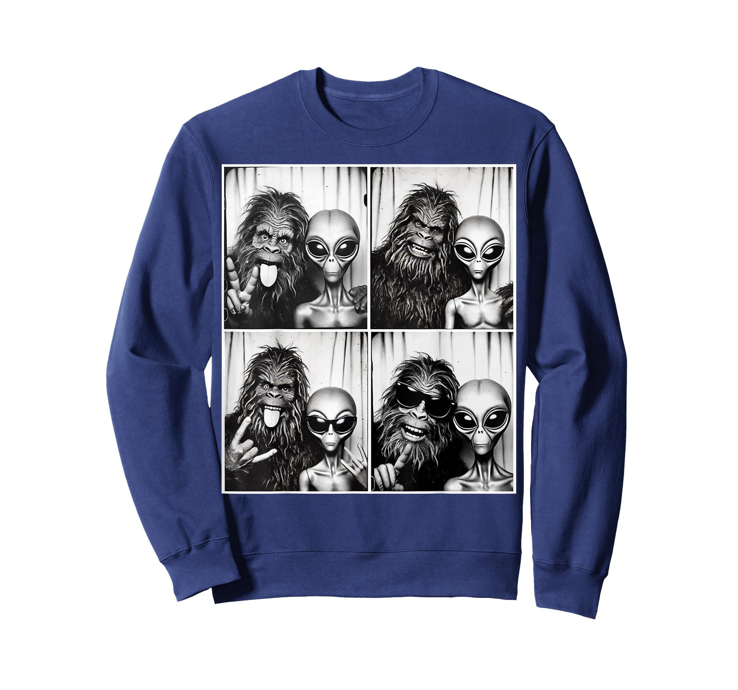 Funny Photobooth Photo Sasquatch UFO Bigfoot and Alien T-Shirt