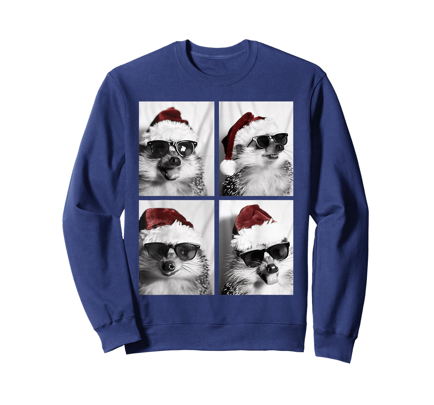 Funny Christmas Hedgehogs with Sunglasses Santa Hat Festive T-Shirt