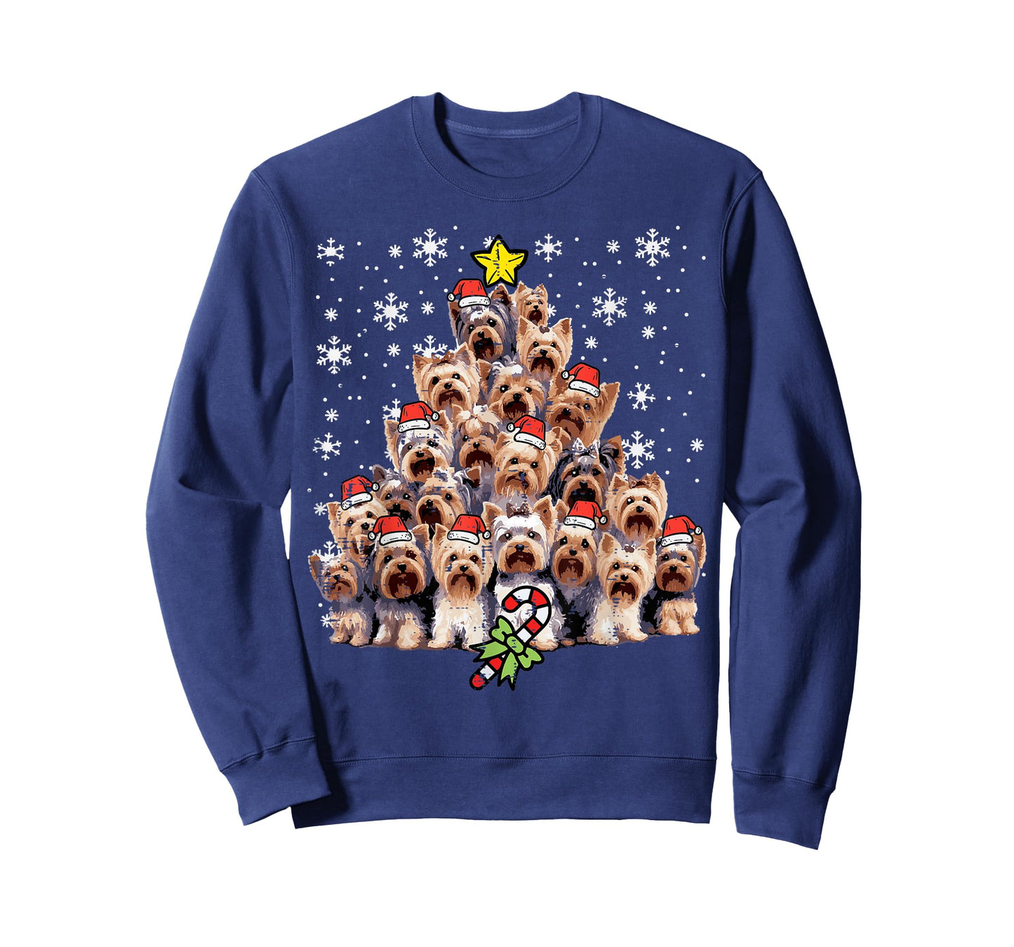 Yorkie Dogs Christmas Tree Xmas Holiday Pet Men Women Kids T-Shirt