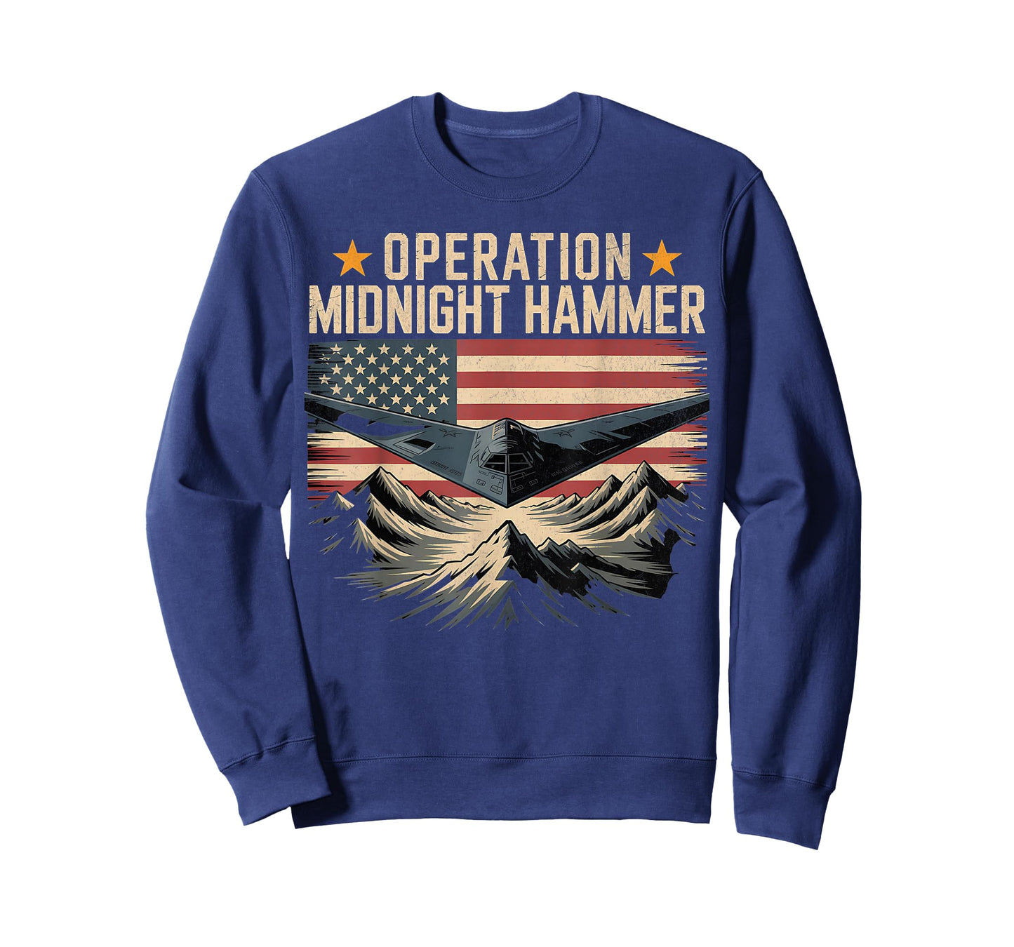 Retro Operation Midnight Hammer B-2 Jet with American Flag T-Shirt
