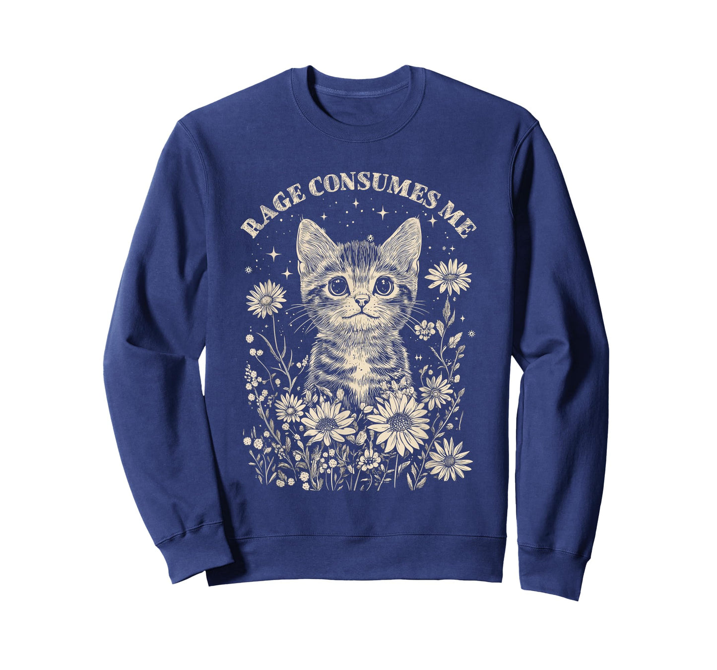 Cute Cat Rage Consumes Me Funny Sarcastic Kitten Flower T-Shirt