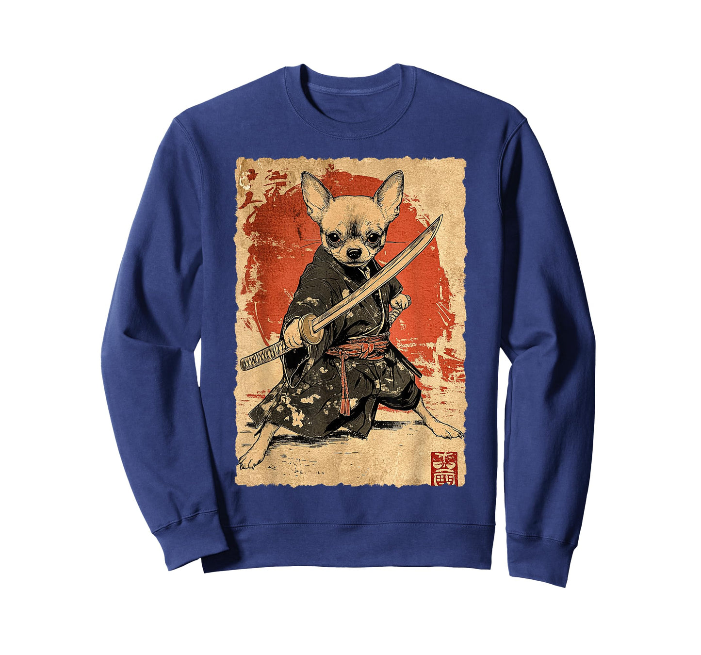 Vintage Japanese Art Chihuahua Ninja Samurai Warrior Katana T-Shirt