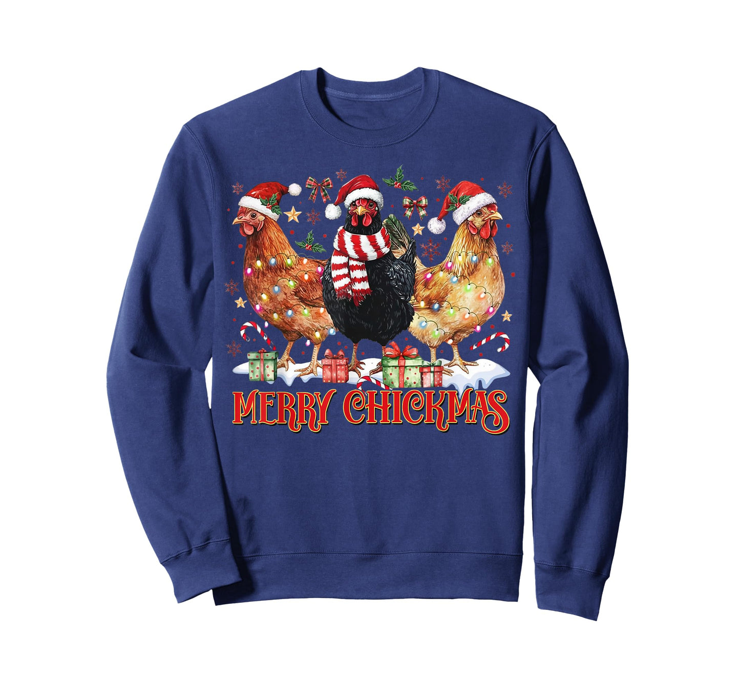 Chicken Christmas Merry Chickmas Santa Claus Hat Funny Xmas T-Shirt