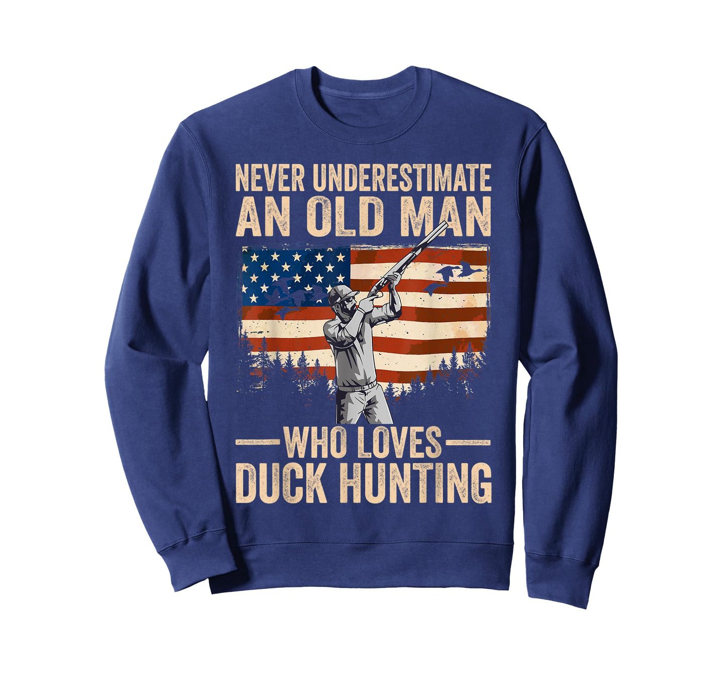 Mens USA Never Underestimate An Old Man Who Loves Duck Hunting T-Shirt