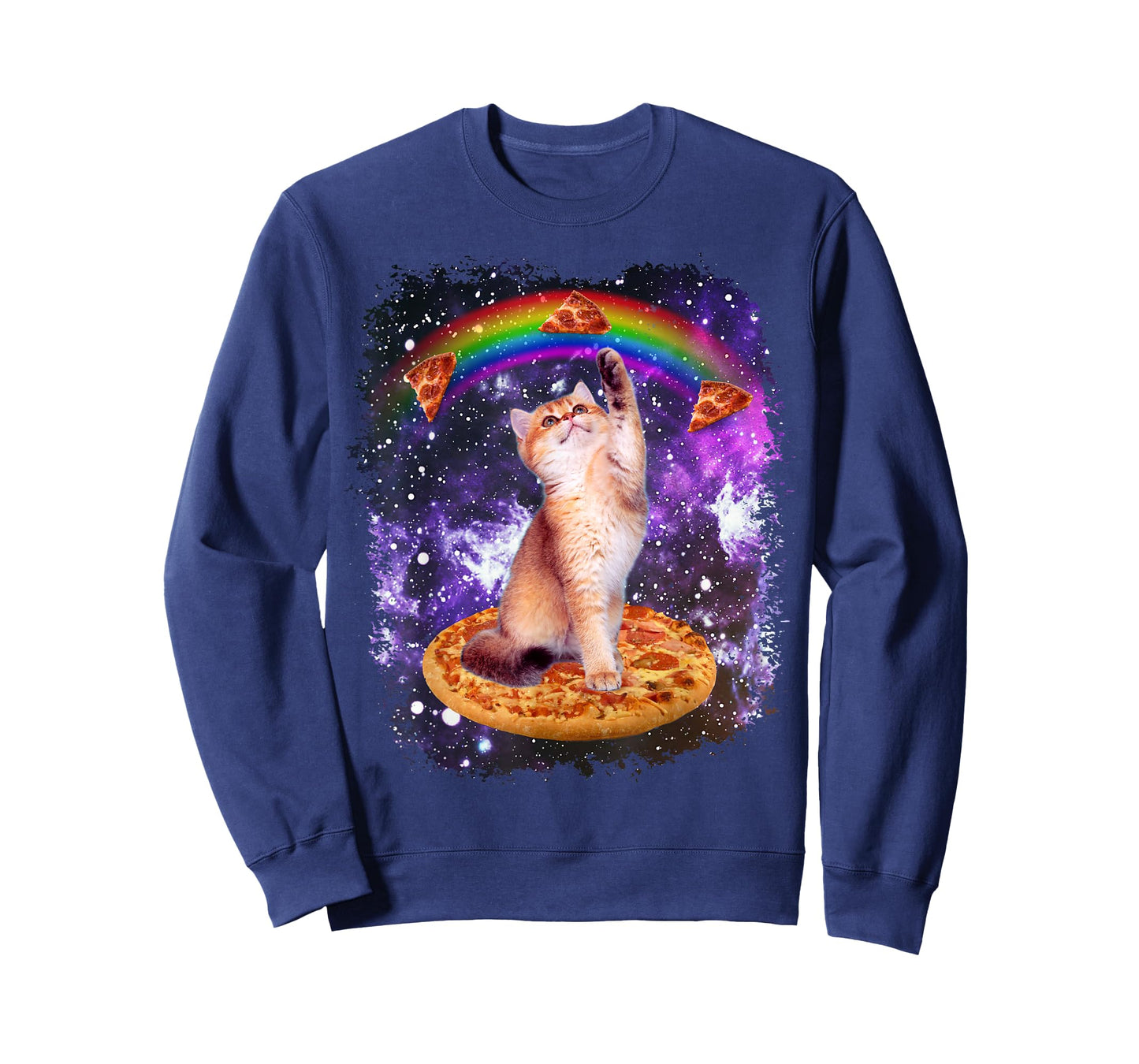 Space Cat Pizza Rainbow Cat Galaxy Cute Kitty in Space T-Shirt