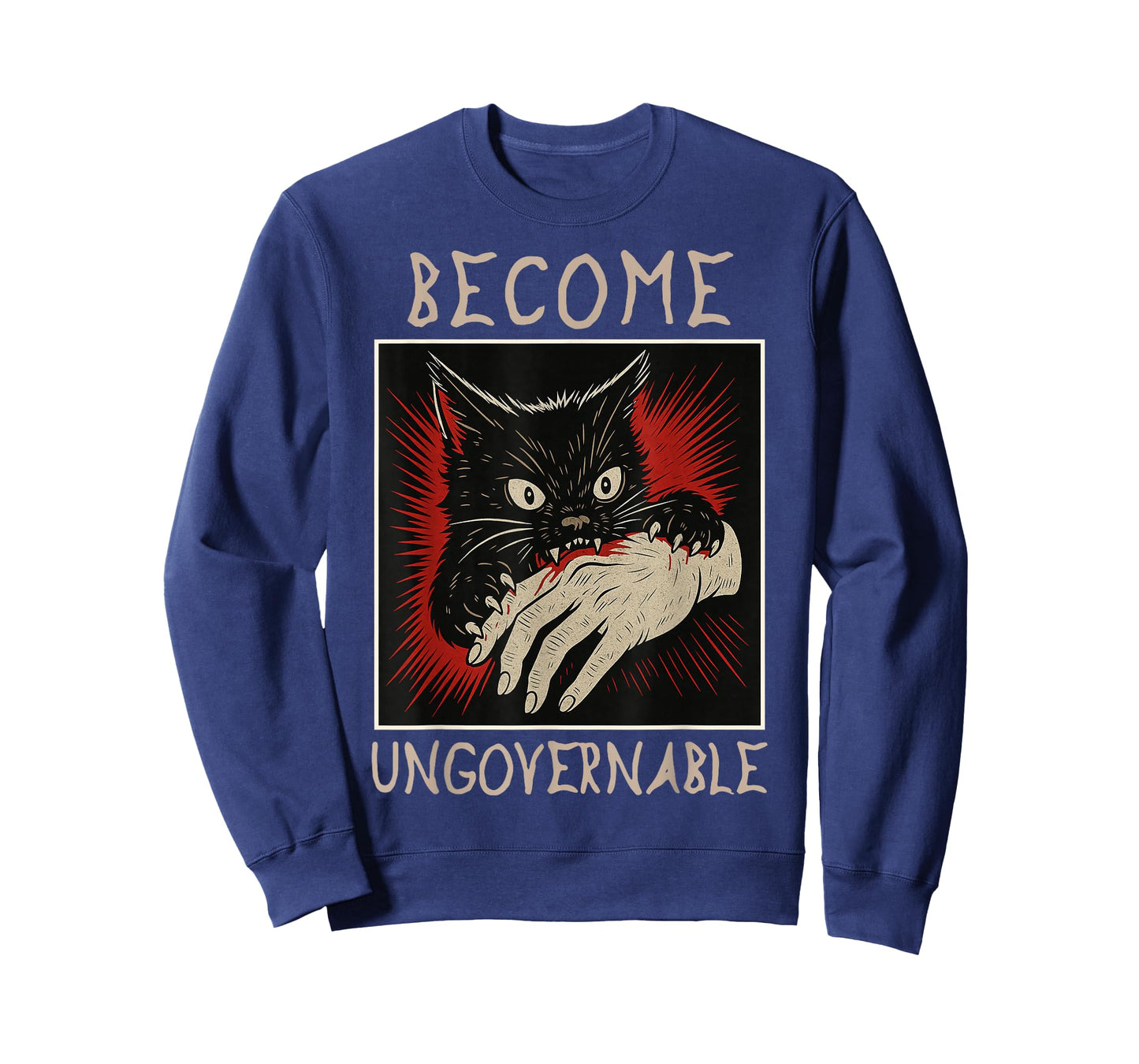 Become Ungovernable Cats Black Cat Biting Hand Funny Meme T-Shirt