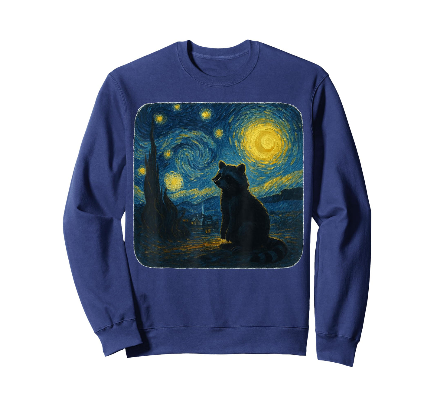 Starry Night Van Gogh Retro Raccoon Funny Graphic T-Shirt