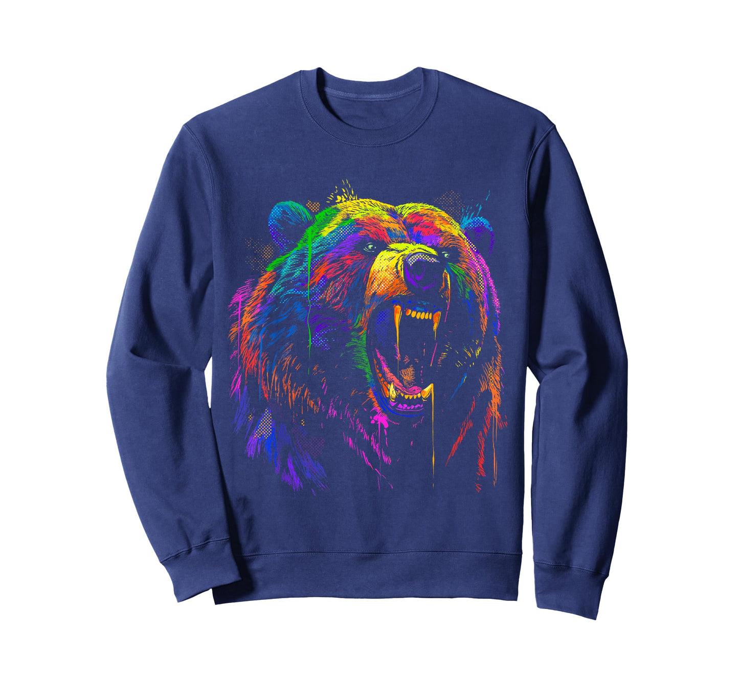 Rainbow Bear Shirt Vivid Vibrant Colorful Grizzly Bear Head T-Shirt