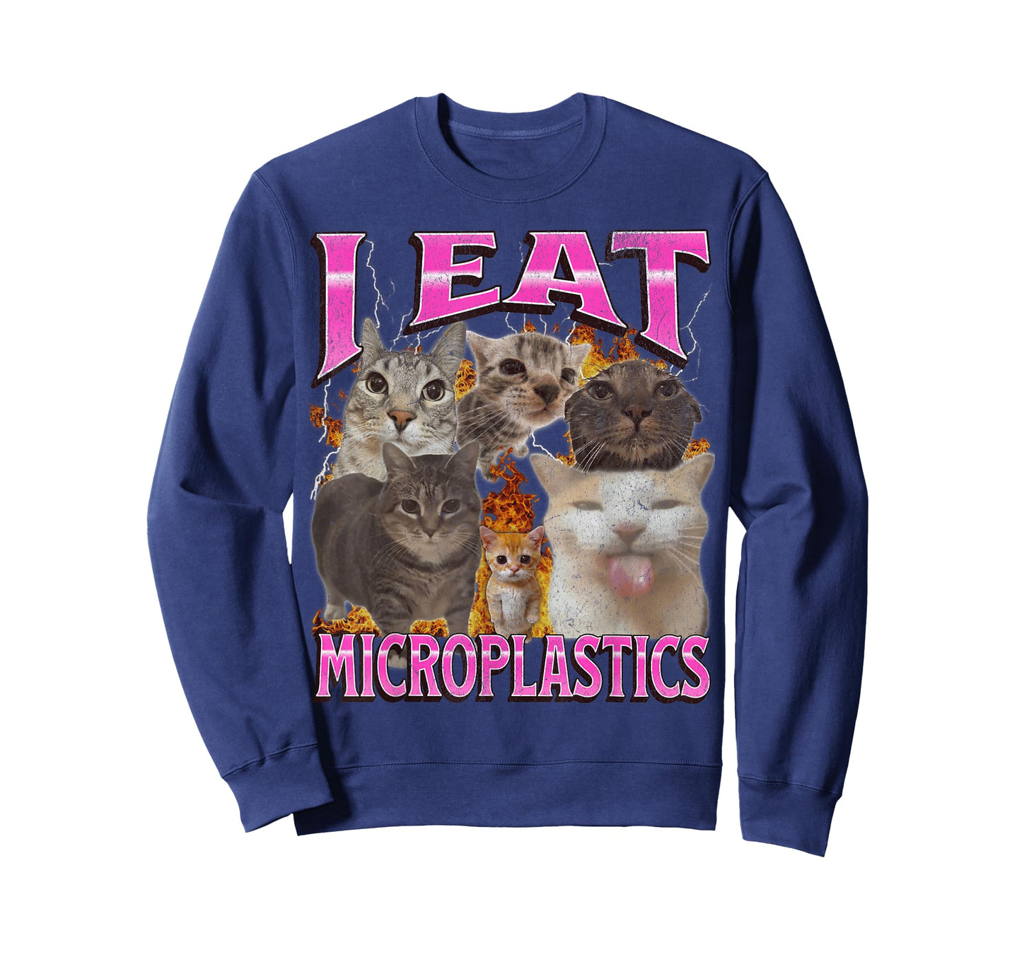 I Eat Microplastics Funny Cat Meme Bootleg Graphic Men Women T-Shirt