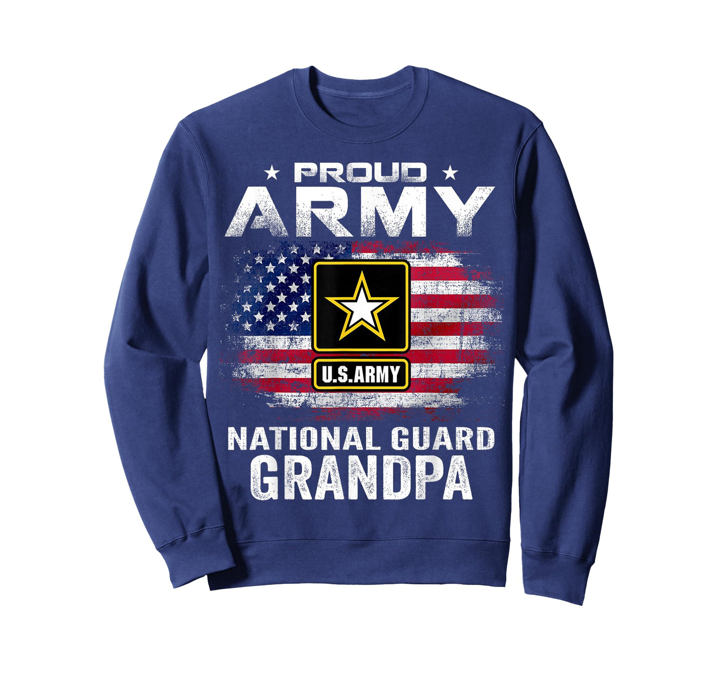 Proud Army National Guard Grandpa with American Flag Gift T-Shirt
