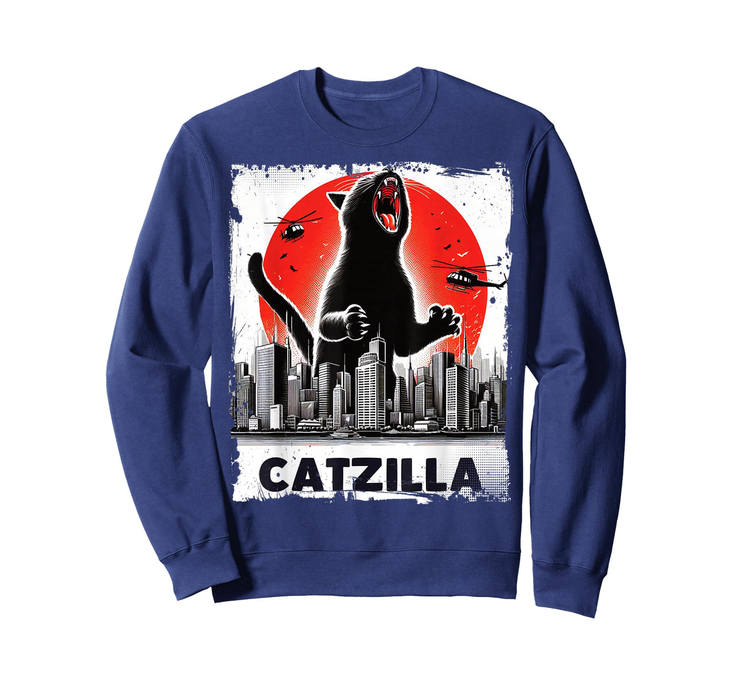 Retro Catzilla Japanese Kaiju Cat Roaring Monster Cat Lover T-Shirt