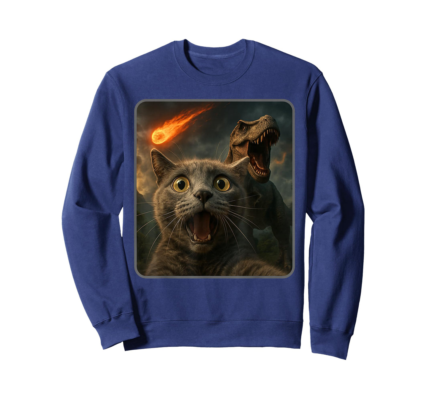 Cat Selfie with a T-Rex Funny Dinosaur Meme T-Shirt