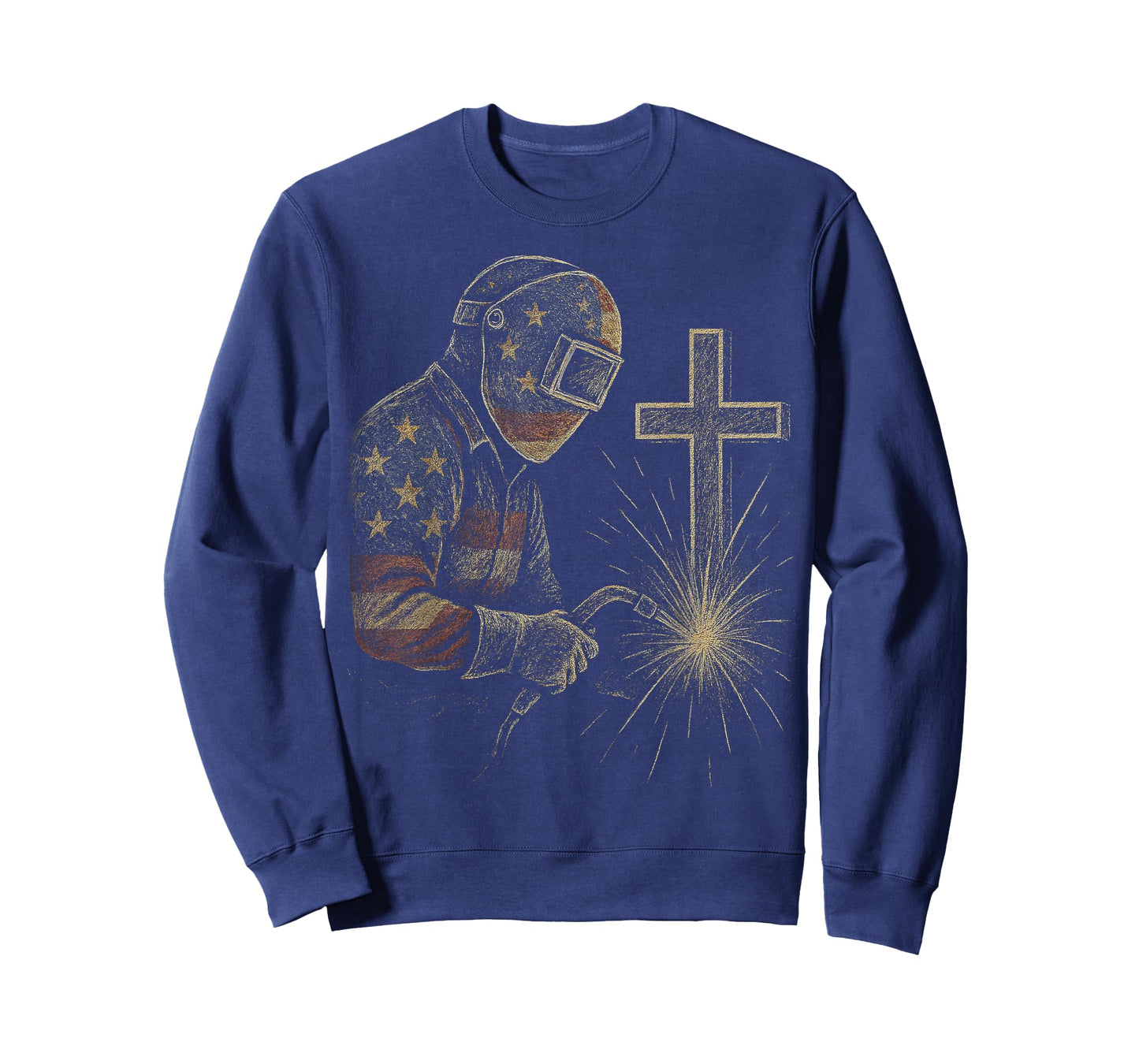Welder American Flag Mig Tig Welding Faith Cross Christian T-Shirt