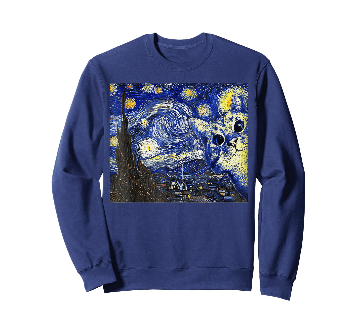 Cat Tshirt, Starry Night Cat, Womens Cat Shirt, Van Gogh Cat T-Shirt
