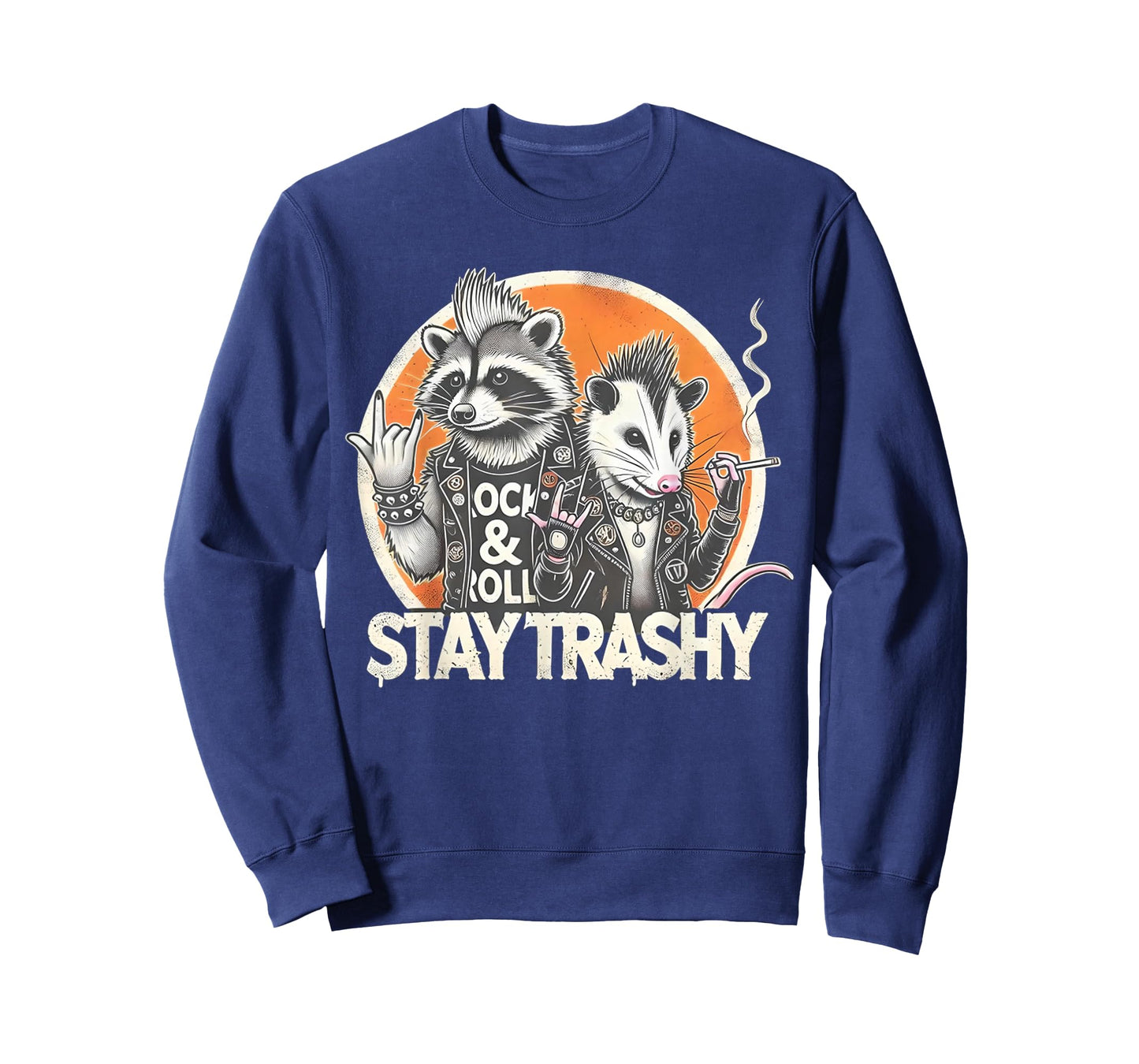 Stay Trashy Racoon Possum Funny Rock On Street Cat Punk Meme T-Shirt