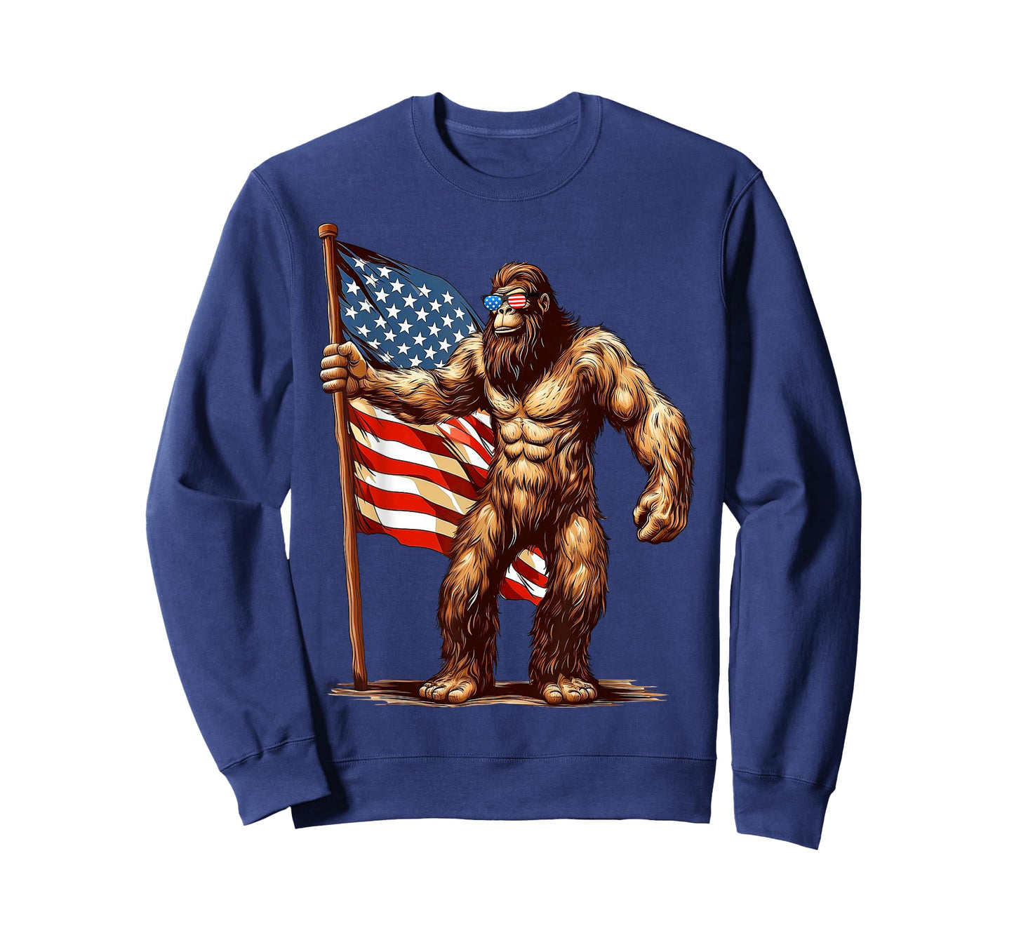 American Flag Bigfoot Sunglasses Patriotic 4th of July USA T-Shirt