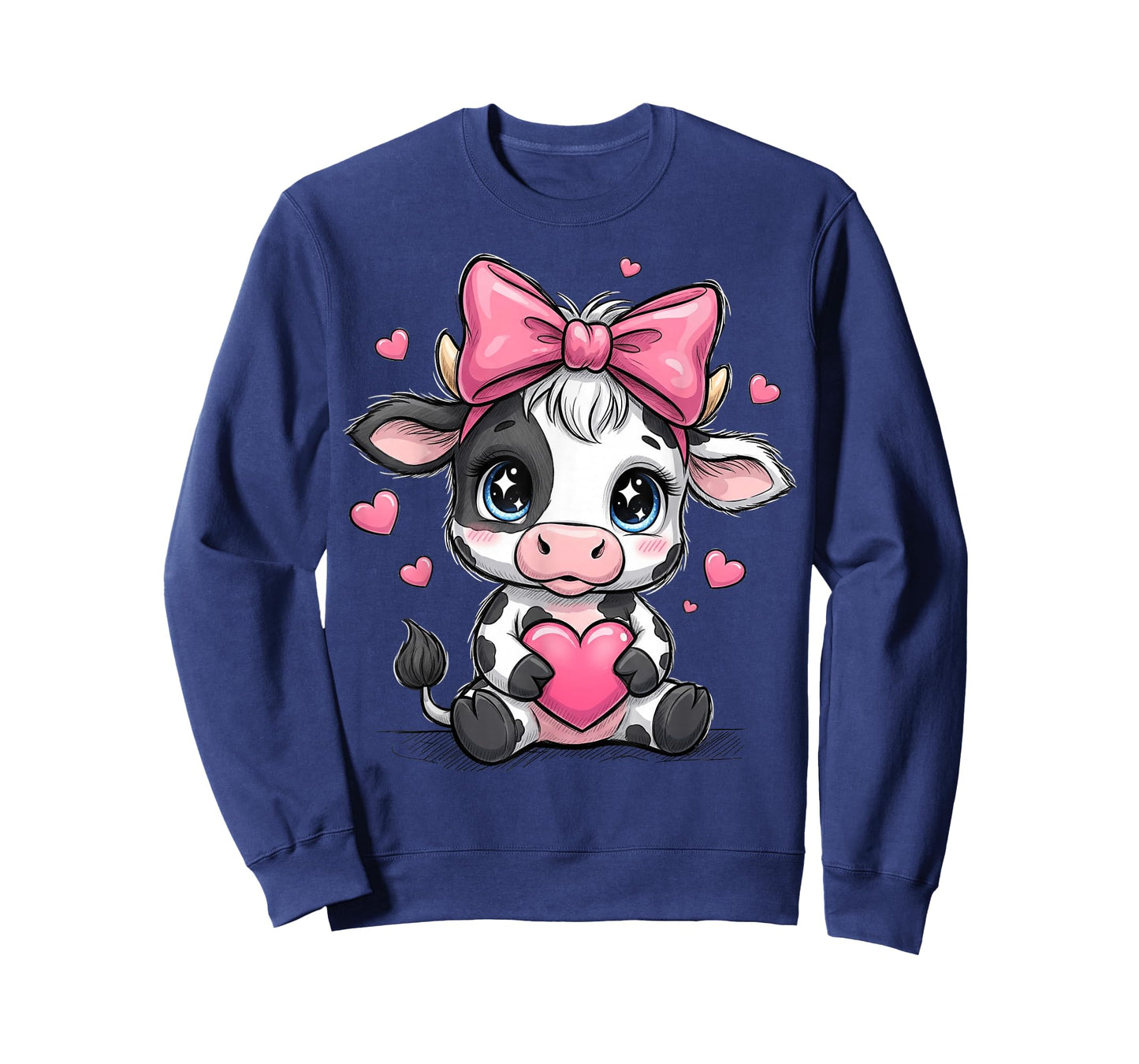 Awesome Black & White Cow Holding Heart Pink Coquette Bow T-Shirt