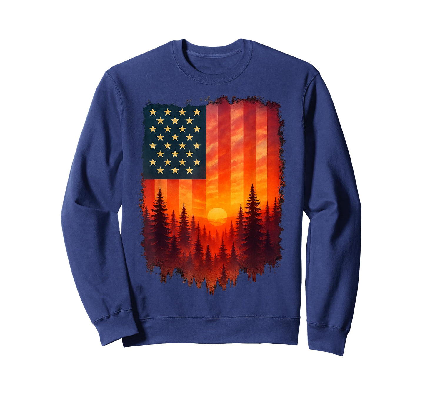 Retro Sunset USA Forest Trees Outdoors Nature Women Men T-Shirt