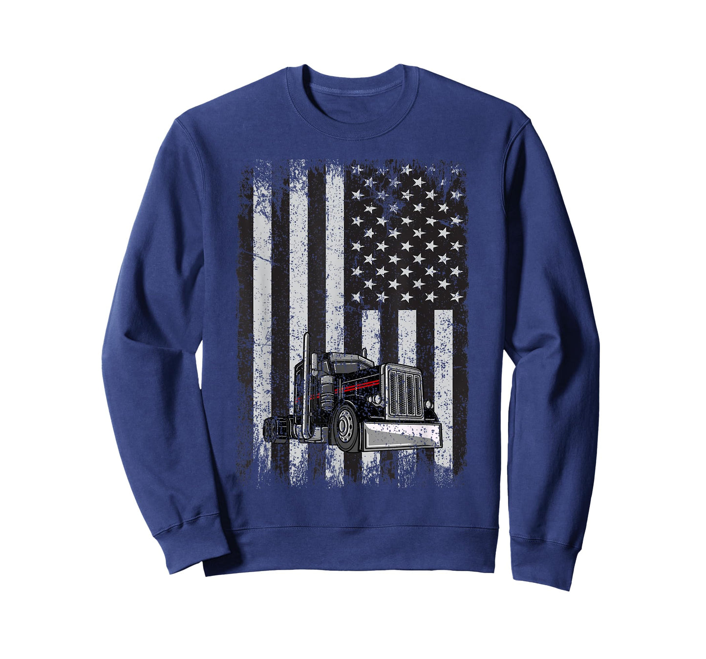 Patriotic black Truck American Flag black white T-Shirt