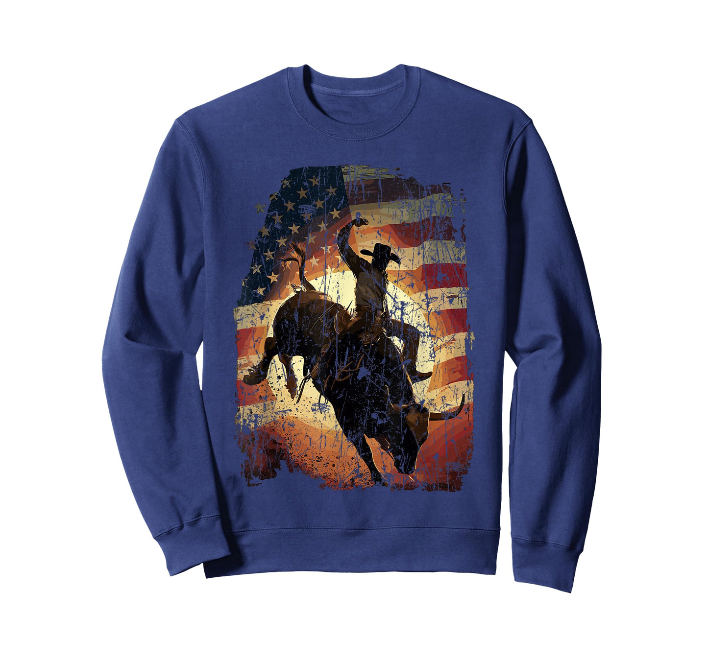 Rodeo Rider Bull Patriotic Cowboy USA Flag T-Shirt