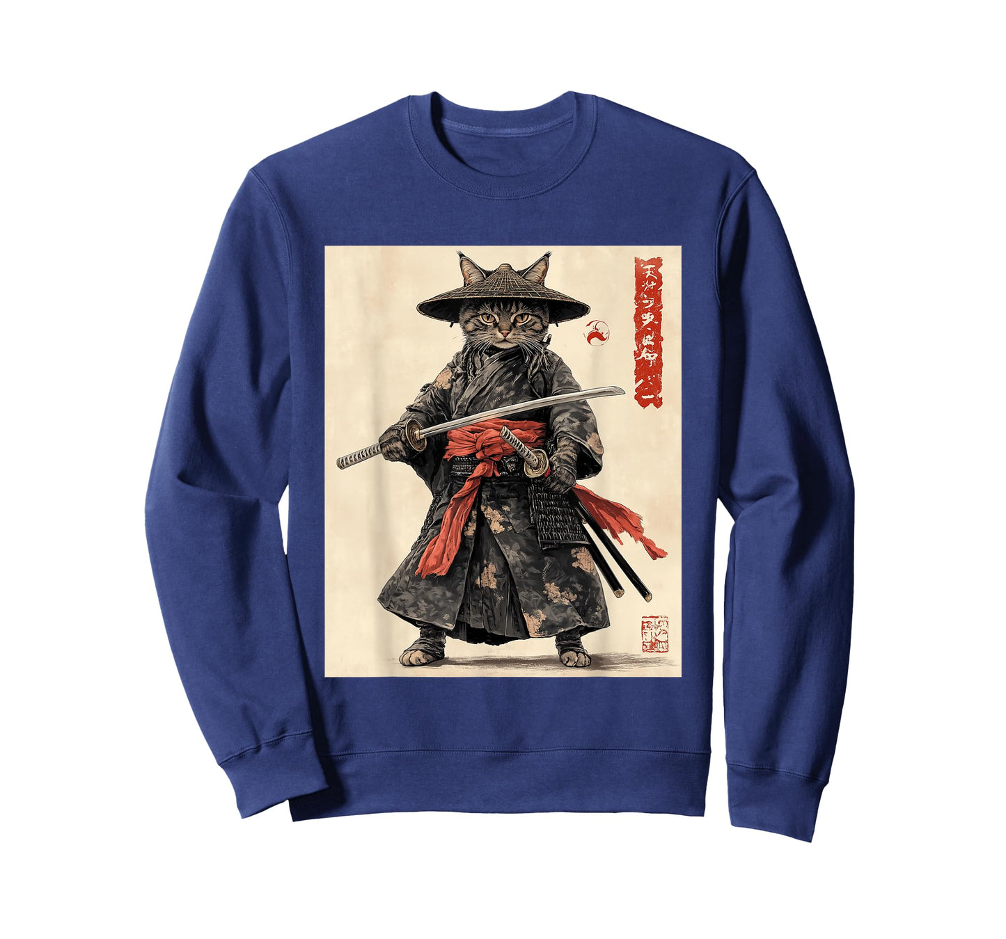 Samurai Cat T-Shirt - Japanese Art Style Warrior Graphic Tee T-Shirt