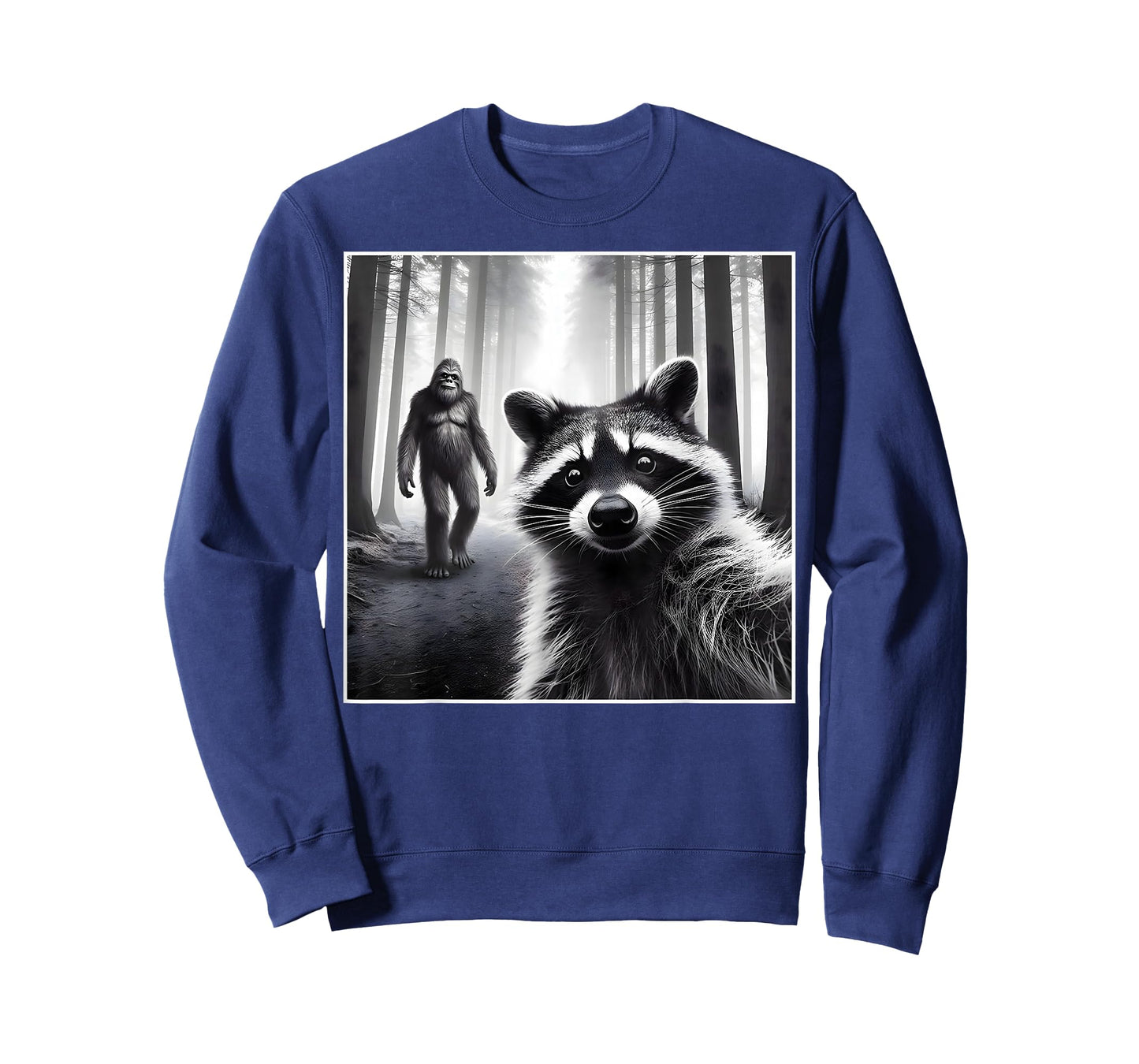 Scared Raccoon Selfie with Sasquatch Bigfoot Funny Raccoon T-Shirt