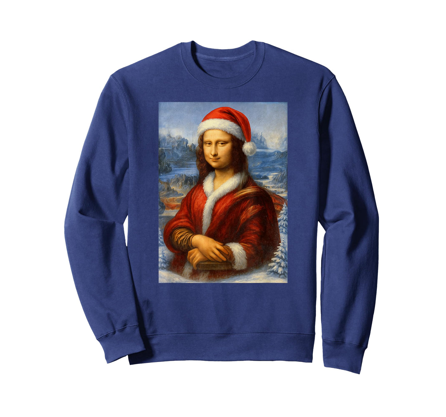 Mona Lisa with Santa Hat for Art Teacher Mona Lisa Christmas T-Shirt