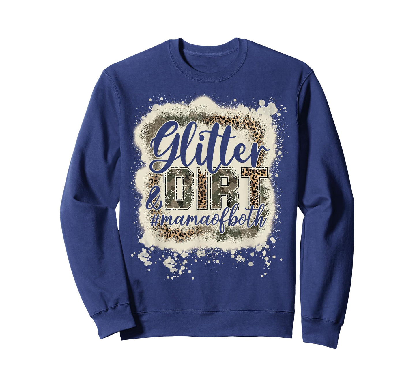 Glitter & Dirt Mama of Both Army Mom Leopard Camo Bleached T-Shirt