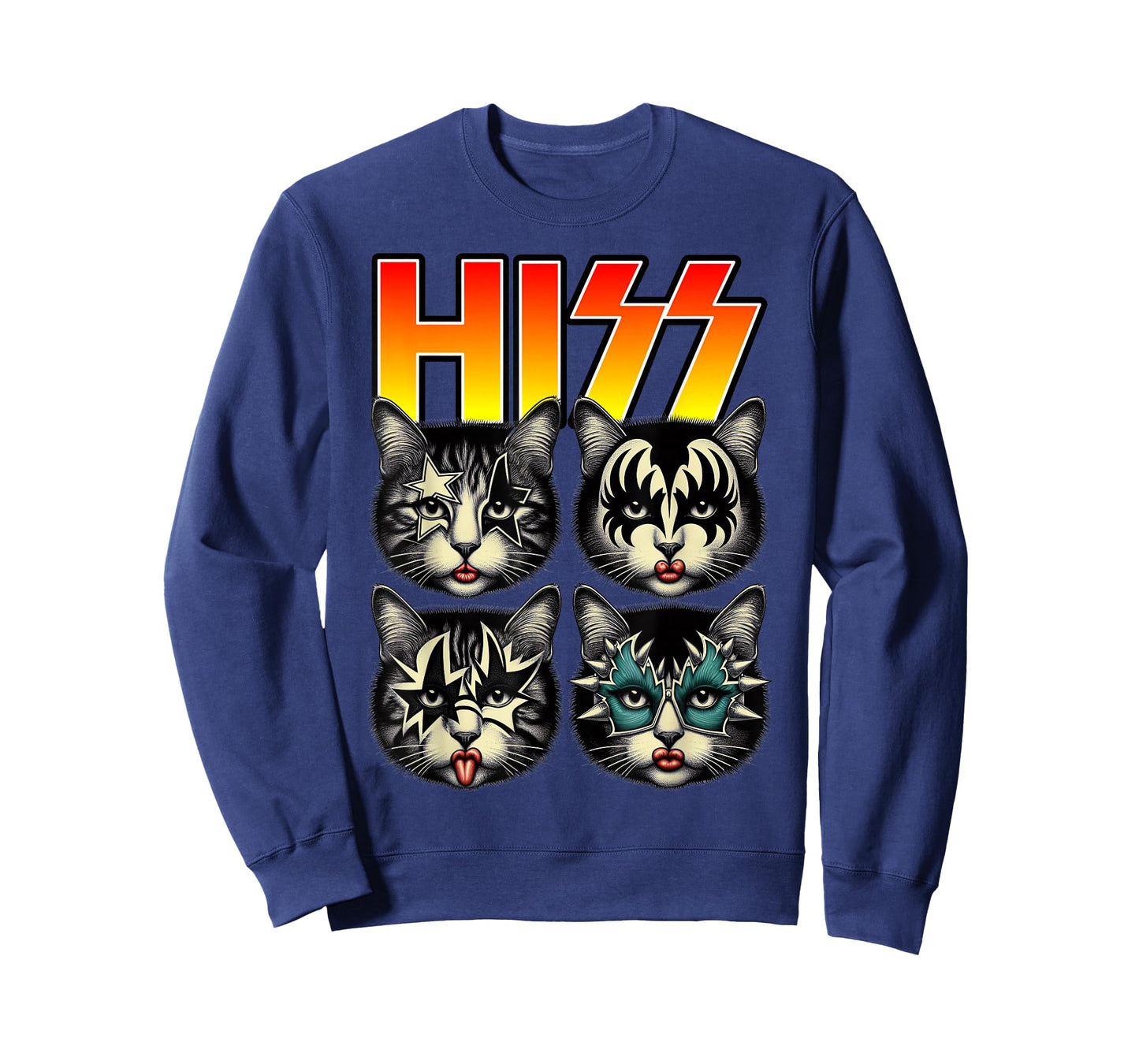 Retro Cat Rock Music Concert Band Hiss Funny Cat Kitten Love T-Shirt