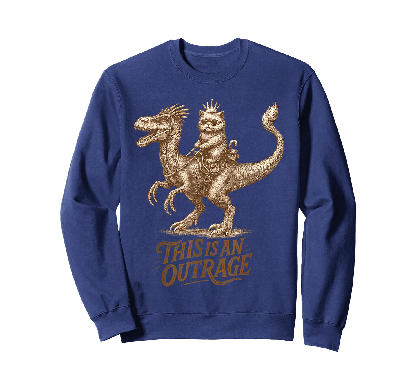This is an Outrage Funny Princess Cat Riding Dinosaur T-Shirt