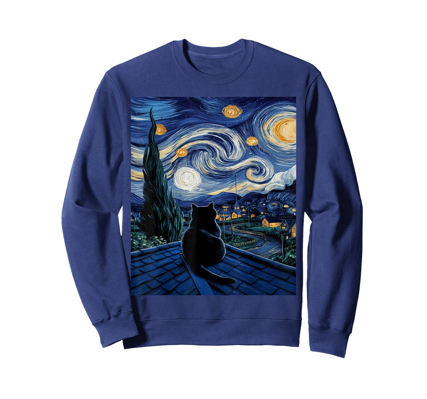 Cat Starry Night Van Gogh Cat for Cat Lover Cat Mom Cat Dad T-Shirt