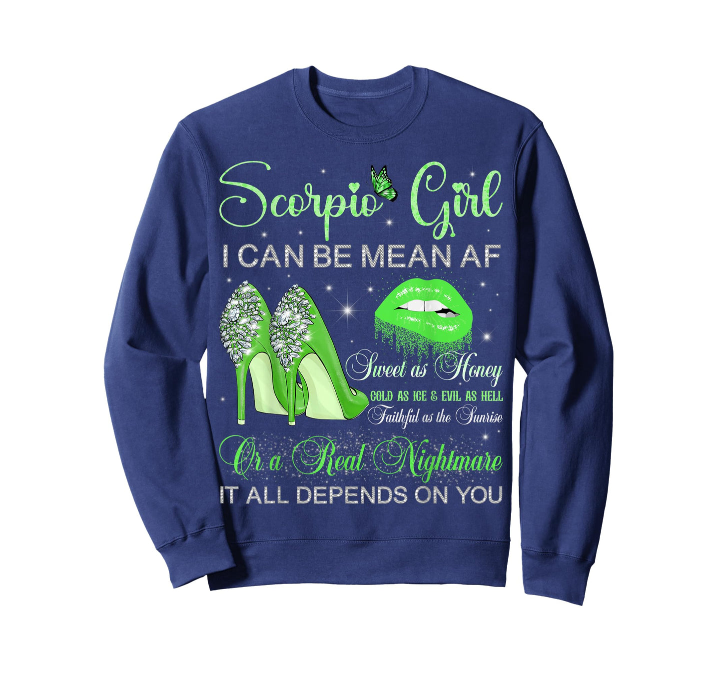 Scorpio Girl Birthday High Heels Dripping Lips Butterfly T-Shirt