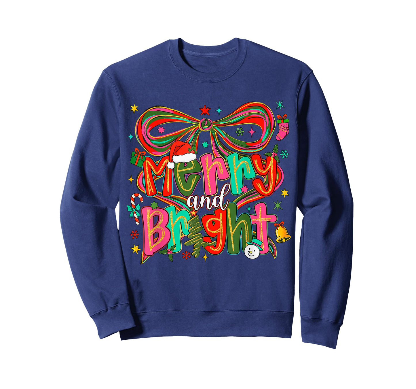 Preppy Merry and Bright Coquette Bow Pink Christmas Tree T-Shirt