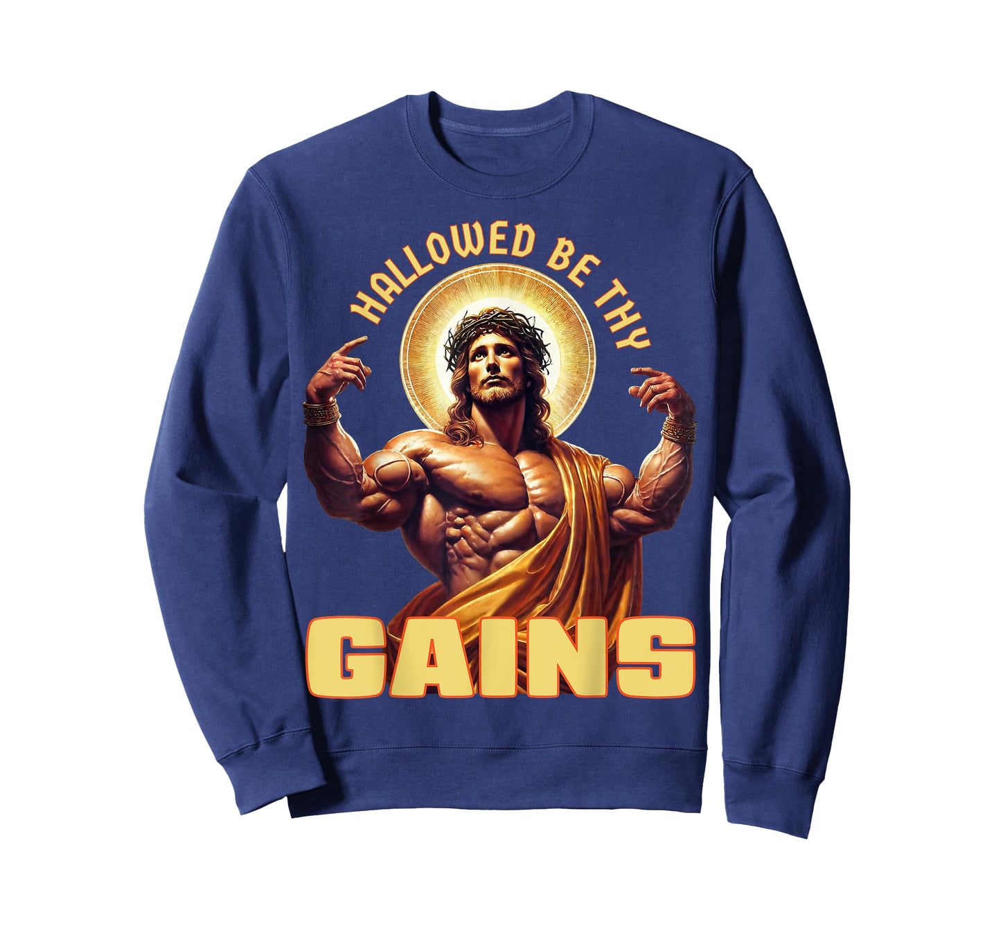 Hallowed Be Thy Gains Funny Gym Jesus Bodybuilding Fitness T-Shirt
