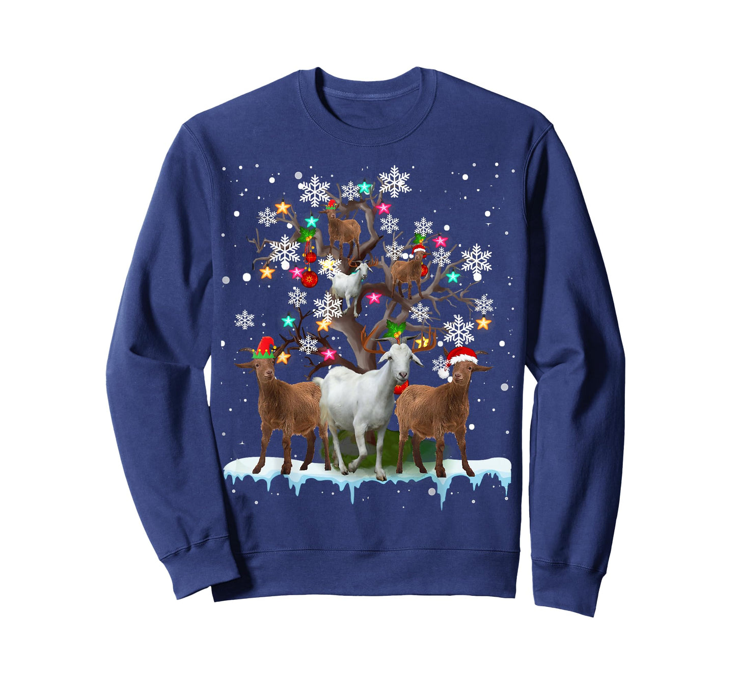 Christmas Goat On Tree Funny Santa Goat Lover Farmer T-Shirt