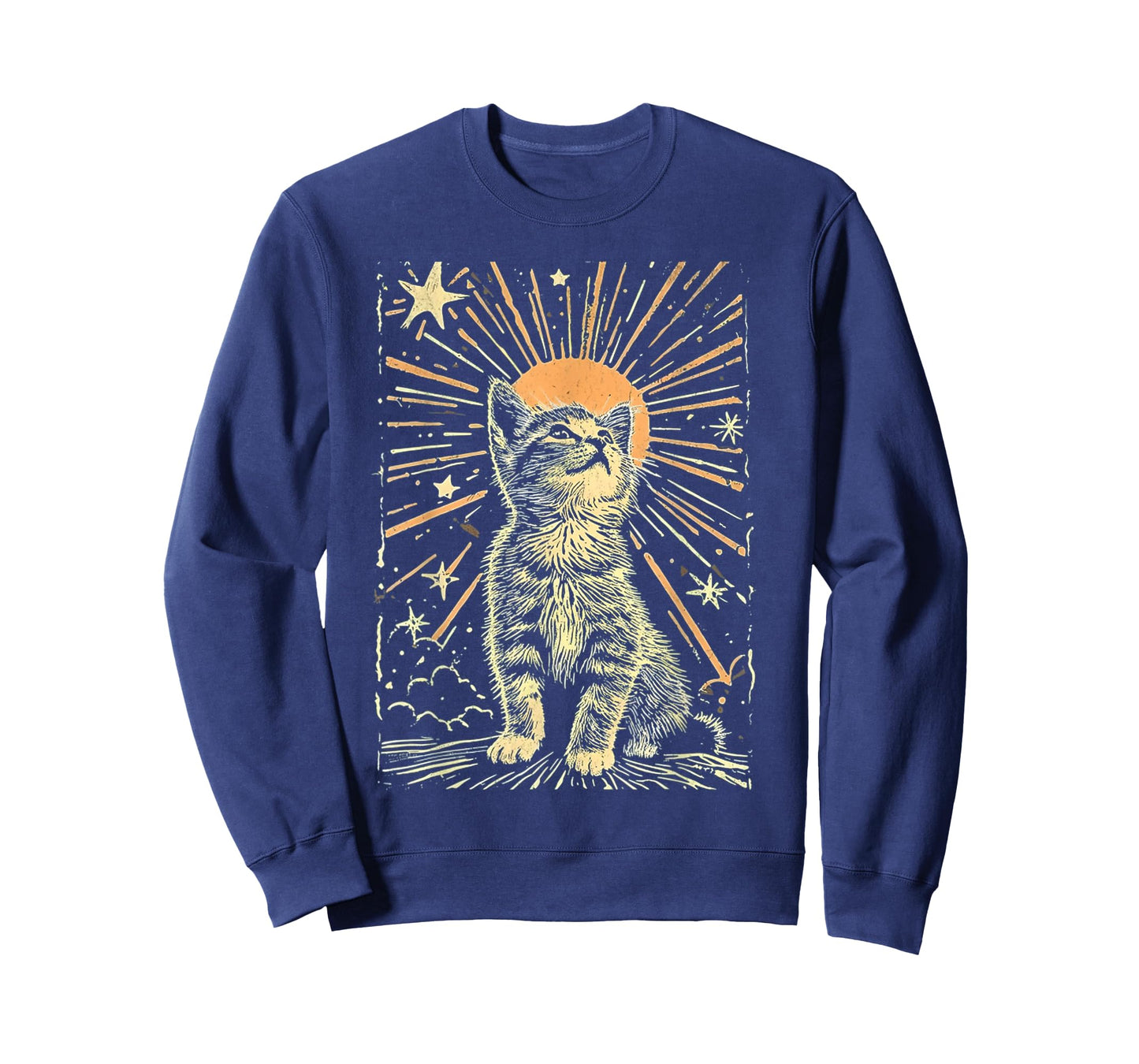 Cat Kitty Starry Night Art For Cats Lover Cute Pet Dad Mom T-Shirt for Men Women Kids