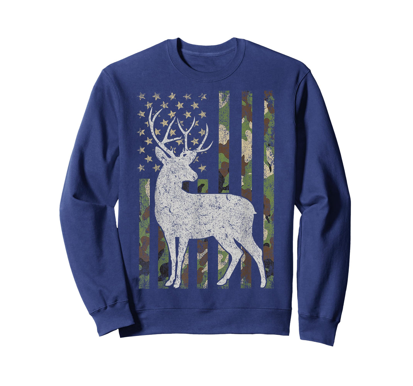 Whitetail Buck Deer Hunting Camouflage USA Flag 4th of July T-Shirt