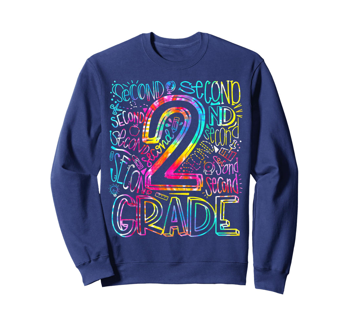 Tie Dye 2nd Grade Typography Team Second Grade Teacher T-Shirt