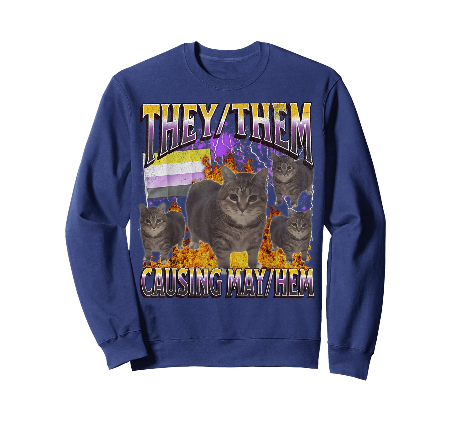 They Them Causing Mayhem Funny Lgbtq Cat Meme Bootleg T-Shirt