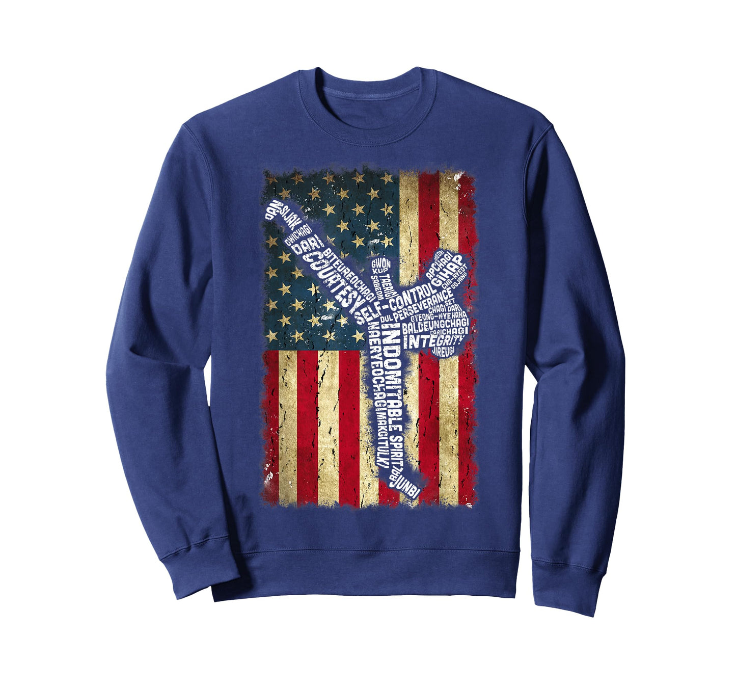 USA Flag Taekwondo Fighter 5 Tenets Of TKD Typography T-Shirt